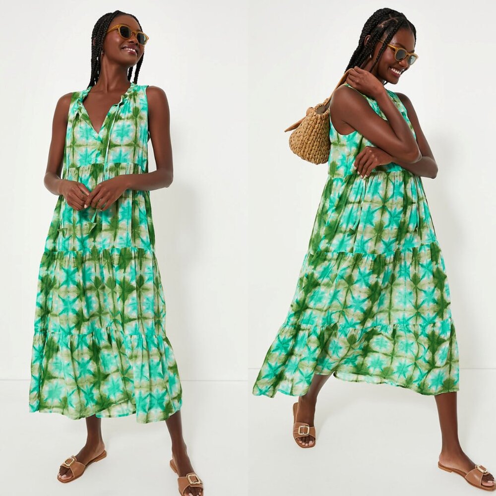 Tuckernuck Green & Teal Tie-Dye Maxi Dress